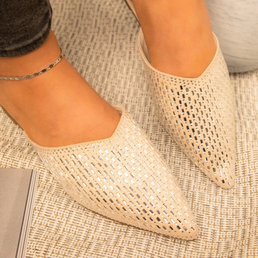 Mata silver rhinestoned mule